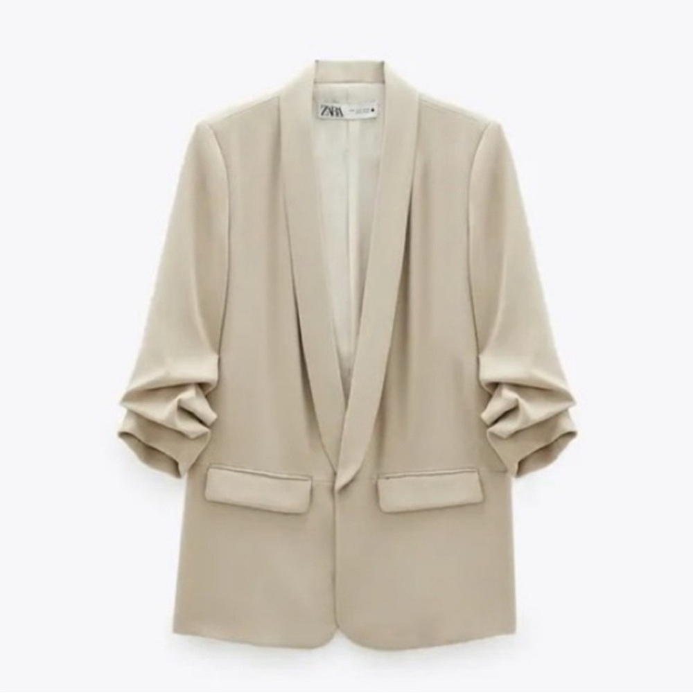 Zara Light Tan Blazer linen